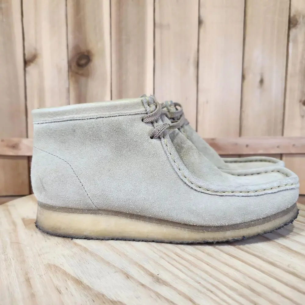 Clarks Originals Wallabee Suede Chukka Boots Mens 8 Beige Leather Crepe Sole
